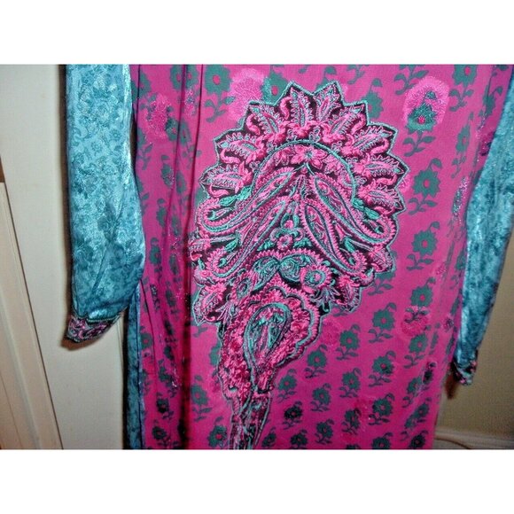 Indian Style Maxi Dress or Nightgown Multicolored Flowers, Embroidery S/M - Picture 5 of 9